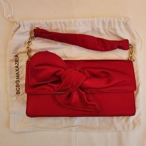 BCBGMaxAzria Red Satin Clutch